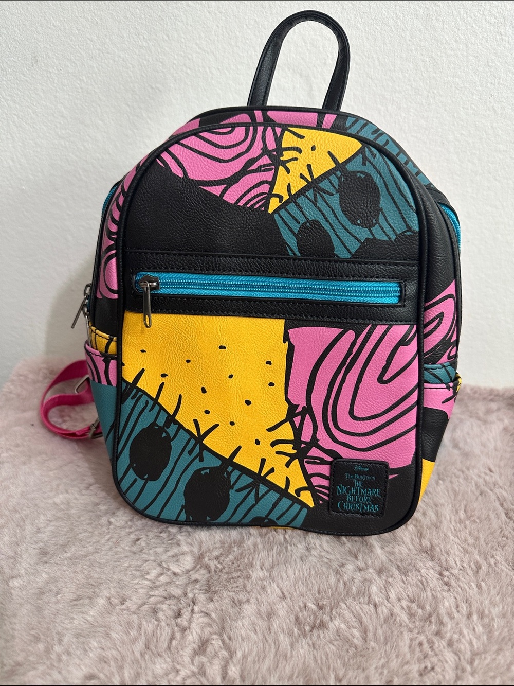 Disney Nightmare Before Christmas Patchwork Mini Backpack - Pink, Yellow